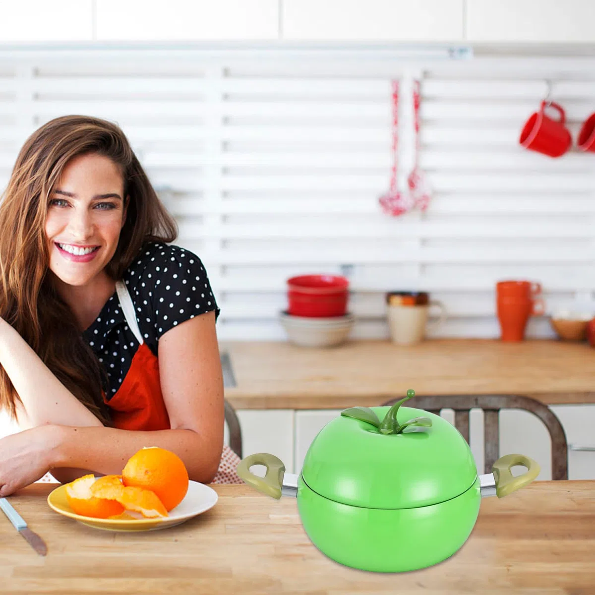 Olla con forma de verduras y frutas, olla de tomate con tapa - para placas de inducción eléctricas, cocina fritura y leche sopa